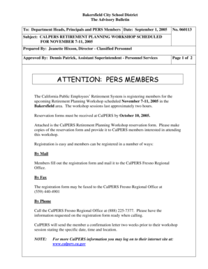 CalPERS Retirement Planning Workshop Reservation Form