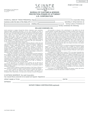 US Customs Power of Attorney