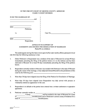 Missouri affidavit requirements - Family Court Affidavit Form #1 - Greene County, Missouri - greenecountymo