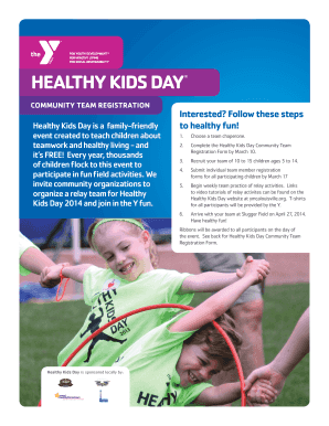 Healthy Kids Day Community Team Registration Form