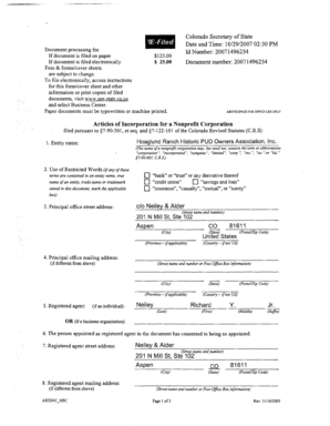 Colorado Nonprofit Articles of Incorporation