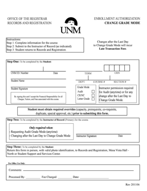 University of New Mexico Grade Mode Change Form