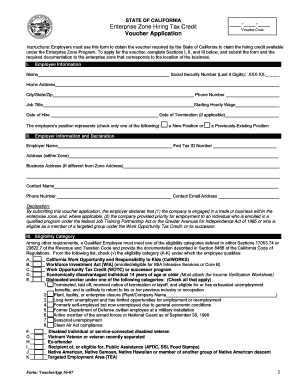 California Enterprise Zone Hiring Tax Credit Voucher Application