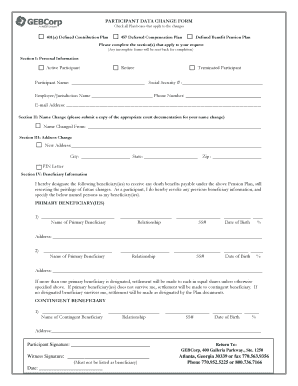 Participant Data Change Form