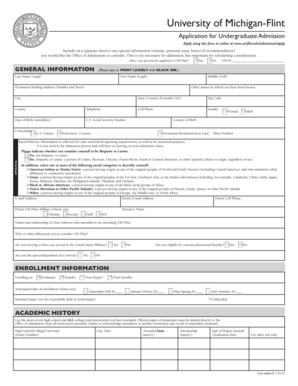 University of Michigan-Flint Undergraduate Admission Application