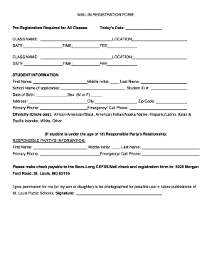 Mail-In Registration Form