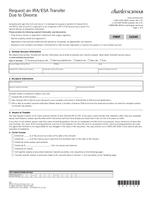 IRA/ESA Transfer Due to Divorce Form