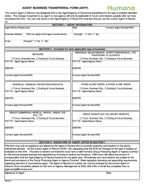 Agent Business Transferral Form