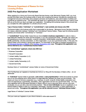 245d Pre Application Worksheet - Fill and Sign Printable Template Online