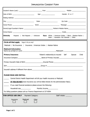 Immunization Consent Form