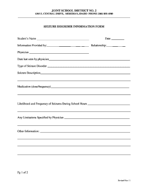 Seizure Disorder Information Form