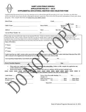 Supplemental Educational Services Application