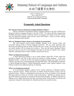 McMillan Road Boise, Idaho 83713 (208) 855-4475, (208) 855-4484 fax Craig Ayala-Marshall, Principal Frequently Asked Questions How long has Gateway School been teaching Mandarin Chinese - meridianschools