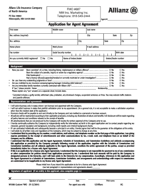 Allianz Life Insurance Agent Agreement Application