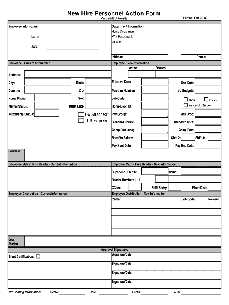 Personnel Action Form Template Fill Online Printable Fillable 