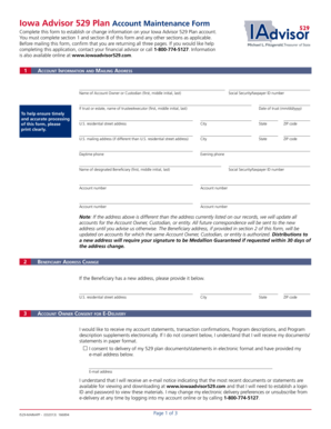Iowa Advisor 529 Plan Account Maintenance Form