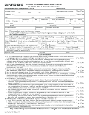 Occidental Life Insurance Application