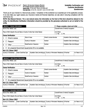 Phoenix Life Insurance Suitability Confirmation Form
