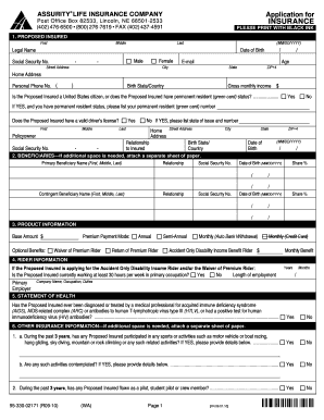 Washington Acci-Flex Insurance Application