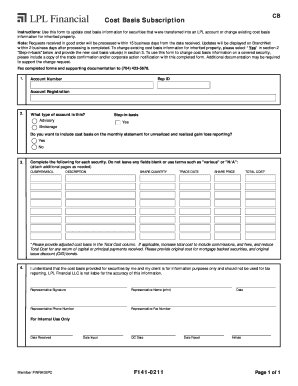 Cost Basis Subscription Form
