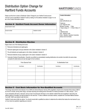Hartford Funds Distribution Option Change Form