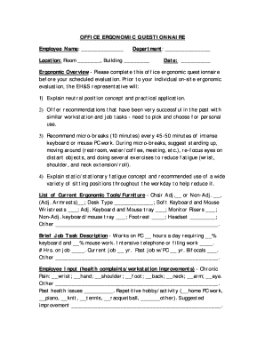 Evaluation letter example - OFFICE ERGONOMIC QUESTIONNAIRE - University of Missouri