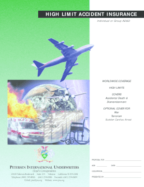 High Limit Accident Insurance Application