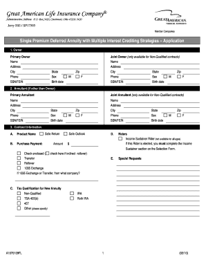 Single Premium Deferred Annuity Application