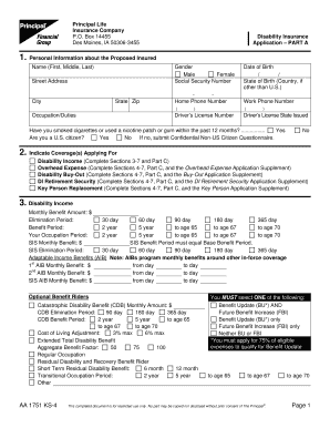 Principal Disability Insurance Application
