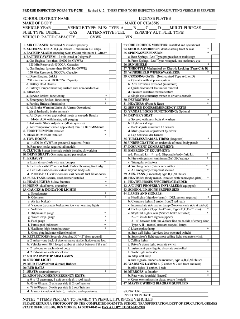 Cdl Pre Trip Inspection Checklist Fill Out Sign Online DocHub