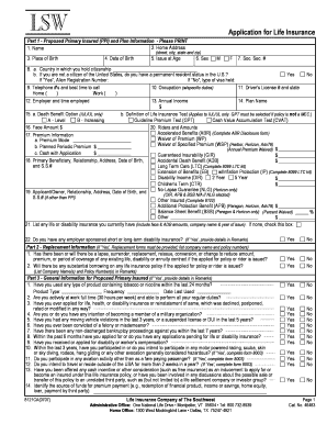 Application for Life Insurance