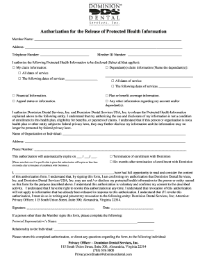 Protected Health Information (PHI) Release Form for Dental Enrollees