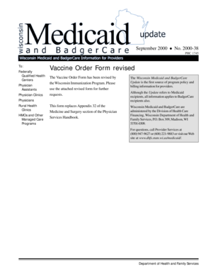 Wisconsin Vaccine Order Form