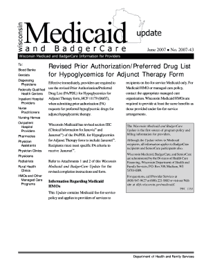 Wisconsin Medicaid Hypoglycemics Prior Authorization Form