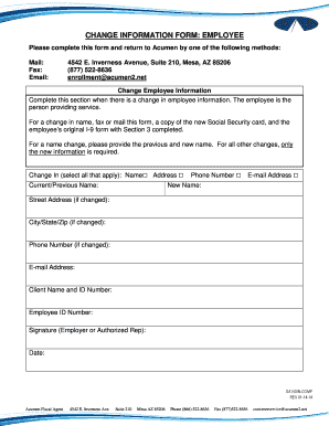 Employee Change Information Form