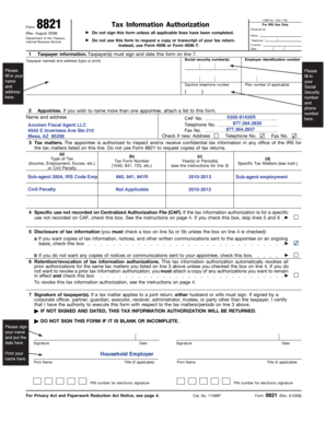 IRS Form 8821 Tax Information Authorization