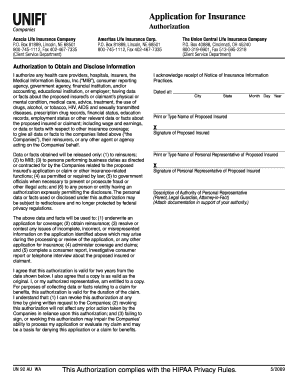 Insurance Authorization Form