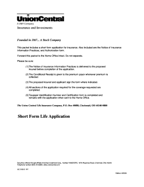 Short Form Life Application