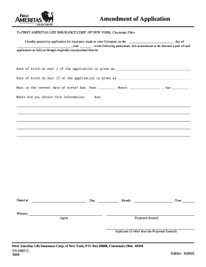 Amendment of Application