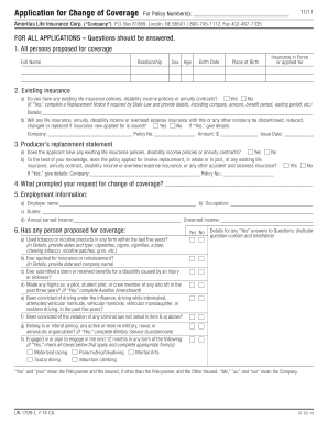 Application for Change of Coverage