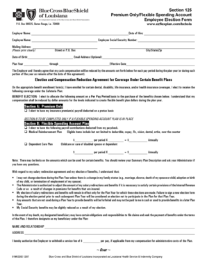 Section 125 Premium Only/Flexible Spending Account Election Form