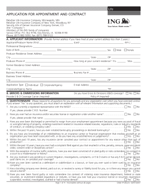 Life Insurance Producer Application and Contract