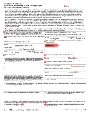 USPS Form 1583 Mail Delivery Application