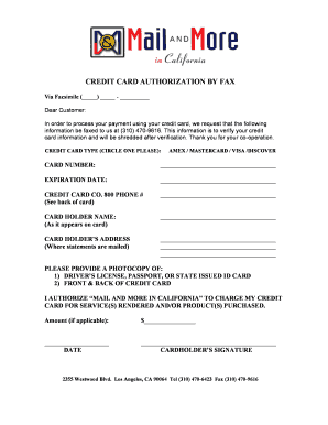 Credit Card Authorization Form