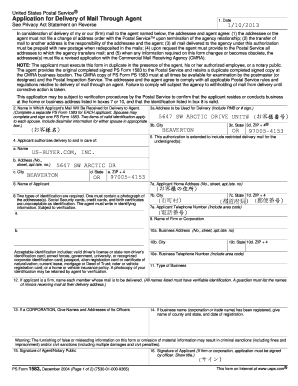 USPS Form 1583 Mail Delivery Agent Application