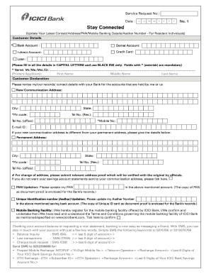 ICICI Bank Customer Details Update Form