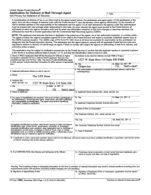 Usps address change - ps form 1527