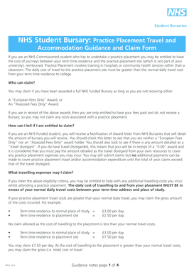 NHS Student Bursary Practice Placement Travel and Accommodation Claim Form
