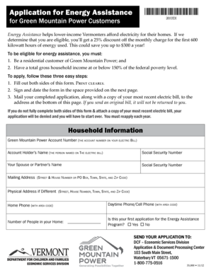 Vermont Energy Assistance Application