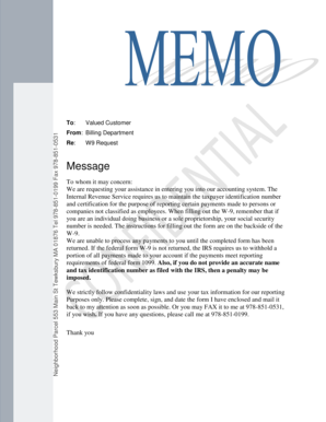 IRS Form W-9 Request for Taxpayer Identification Number and Certification